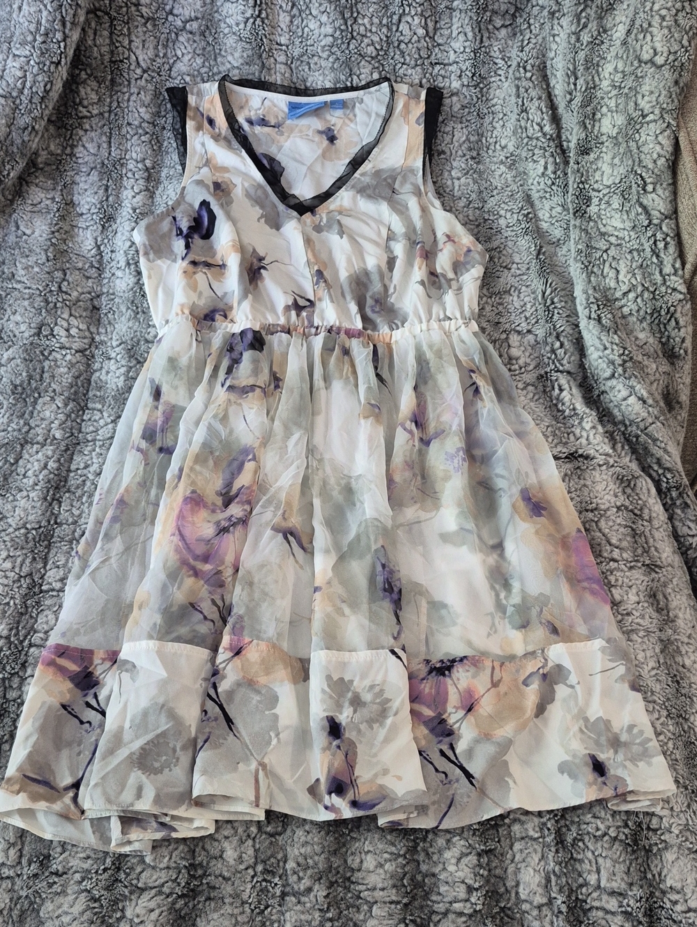 Simply Vera Vera Wang 🖤 Floral Chiffon Sleeveless Dress  (807)